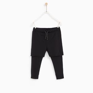 Zara Boys Black Shorts with Built-In Tights Size 9